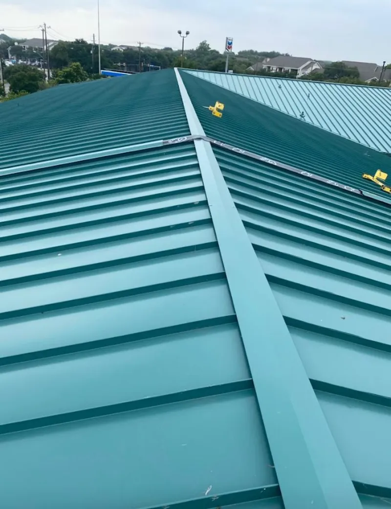 Green commercial metal roof ridge and valley for Metal Roof Repair in Deptford